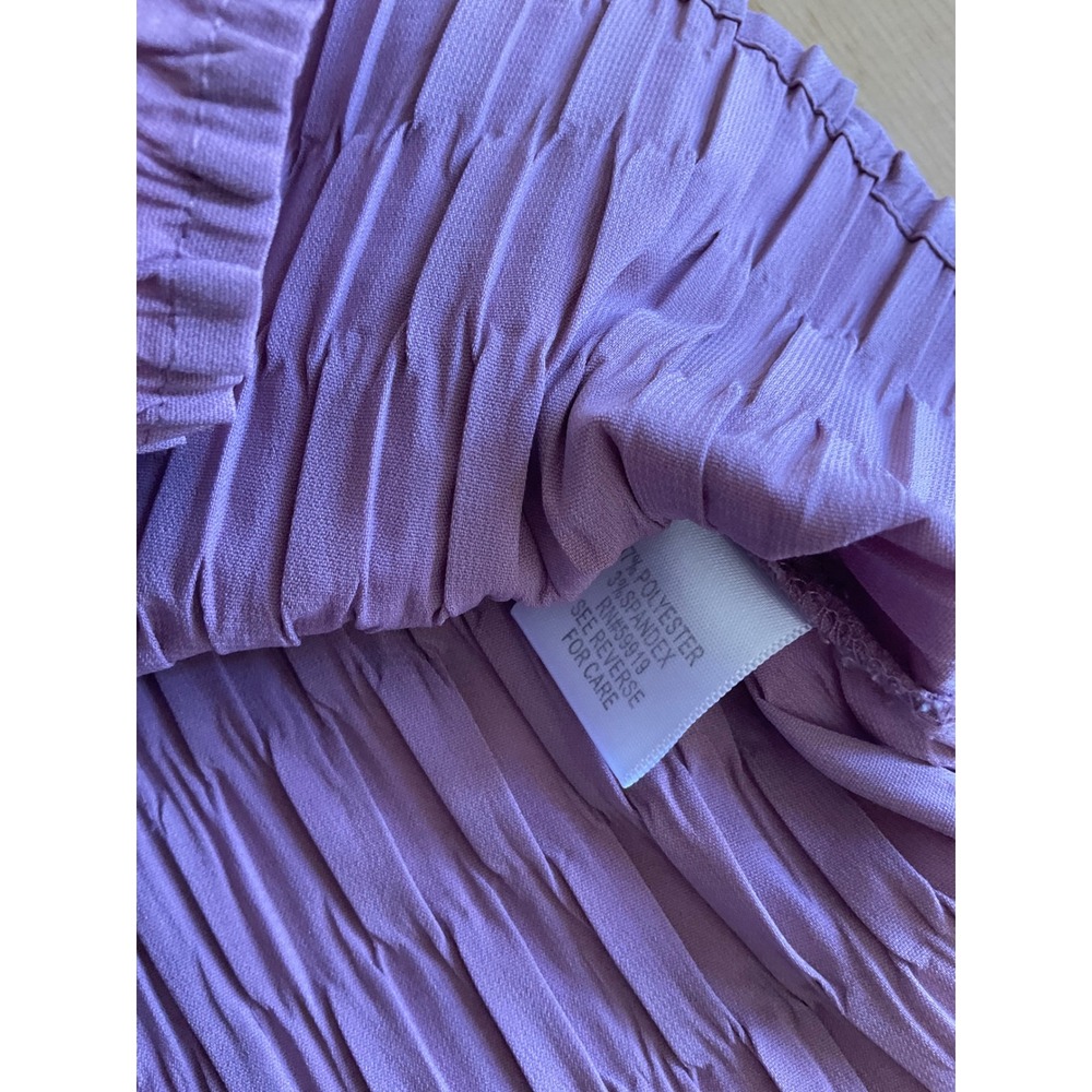 Apt. 9 Stretch Mauve Purple Crinkle Pleated Button Down Blouse 3/4 Sleeve Large - Picture 8 of 9